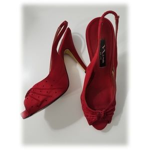 NINA • Women's Red shoes with rhinestones